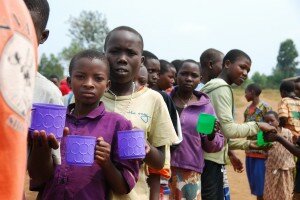 Children at Canzikiro school in Karuzi Province wait in line for school MDA_